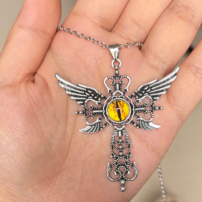 Creative Devil Wings Cross Necklace Necklace
